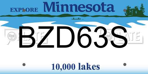 BZD63S Minnesota License Plate