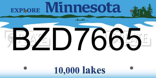 BZD7665 Minnesota License Plate