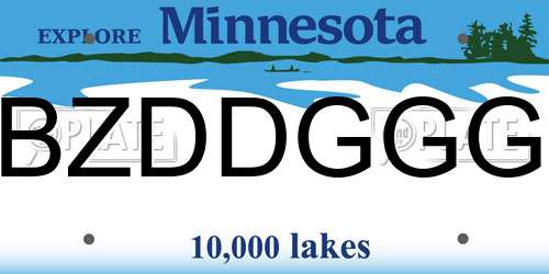 BZDDGGG Minnesota License Plate