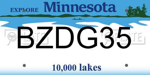 BZDG35 Minnesota License Plate