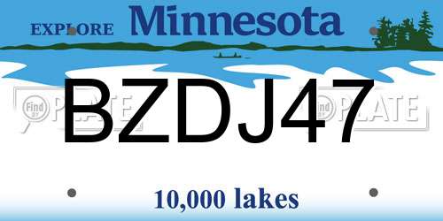 BZDJ47 Minnesota License Plate