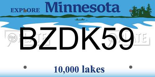 BZDK59 Minnesota License Plate