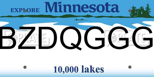 BZDQGGG Minnesota License Plate