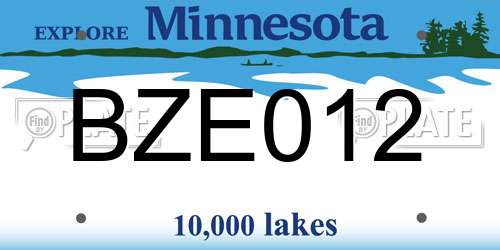 BZE012 Minnesota License Plate