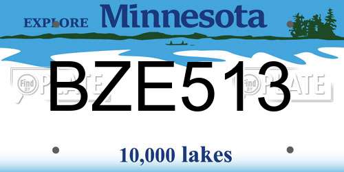 BZE513 Minnesota License Plate