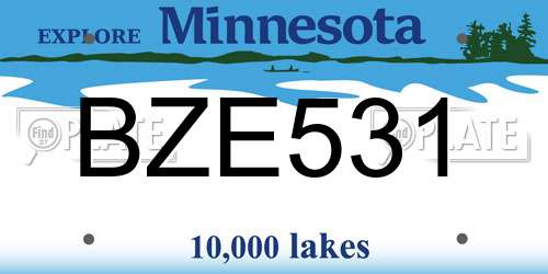 BZE531 Minnesota License Plate