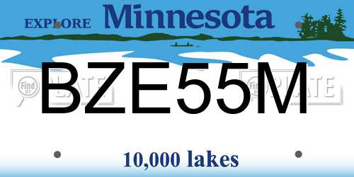 BZE55M Minnesota License Plate