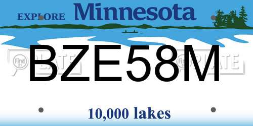 BZE58M Minnesota License Plate