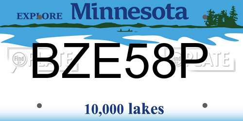 BZE58P Minnesota License Plate