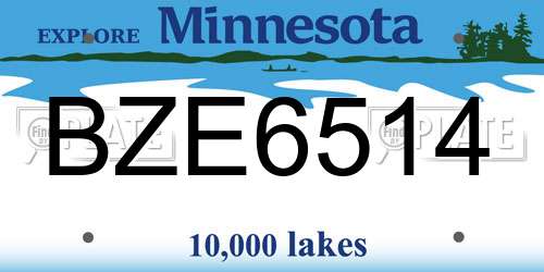 BZE6514 Minnesota License Plate