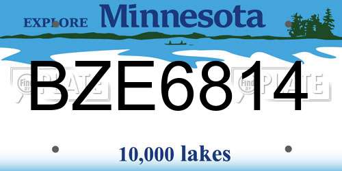 BZE6814 Minnesota License Plate