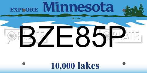 BZE85P Minnesota License Plate