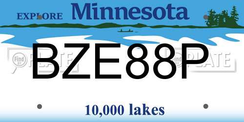 BZE88P Minnesota License Plate