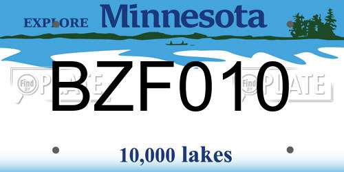 BZF010 Minnesota License Plate
