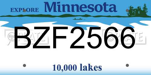 BZF2566 Minnesota License Plate