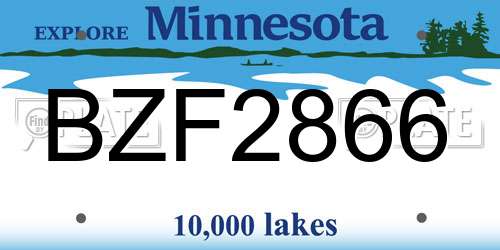 BZF2866 Minnesota License Plate
