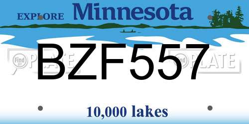 BZF557 Minnesota License Plate