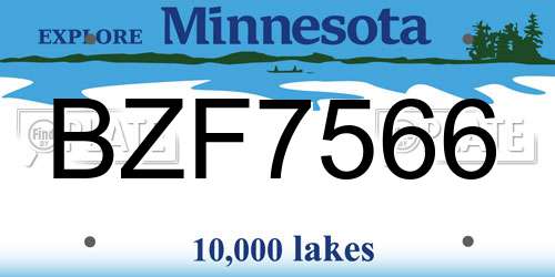 BZF7566 Minnesota License Plate