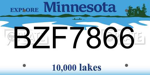 BZF7866 Minnesota License Plate