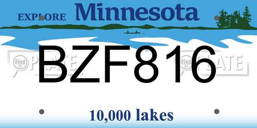 BZF816 Minnesota License Plate