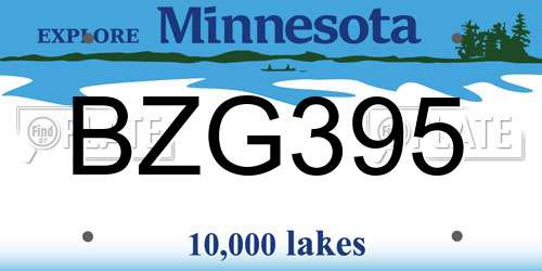 BZG395 Minnesota License Plate