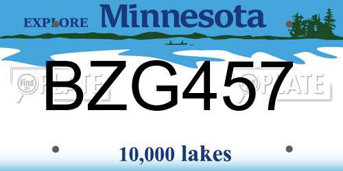 BZG457 Minnesota License Plate