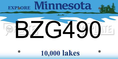 BZG490 Minnesota License Plate