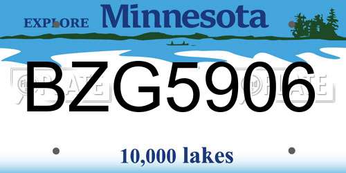 BZG5906 Minnesota License Plate