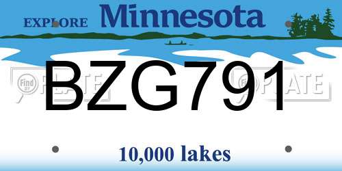 BZG791 Minnesota License Plate