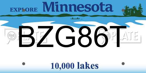 BZG86T Minnesota License Plate