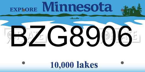 BZG8906 Minnesota License Plate