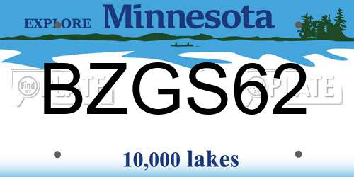 BZGS62 Minnesota License Plate