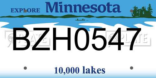 BZH0547 Minnesota License Plate