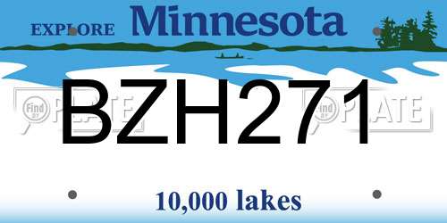 BZH271 Minnesota License Plate