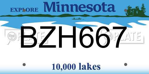 BZH667 Minnesota License Plate