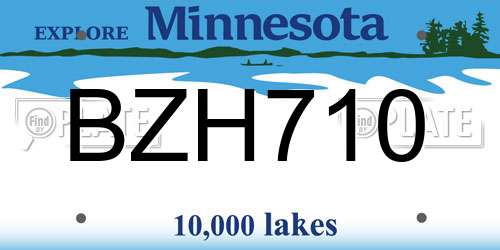 BZH710 Minnesota License Plate