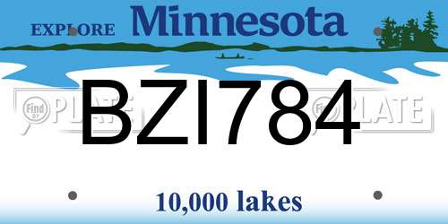 BZI784 Minnesota License Plate