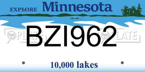 BZI962 Minnesota License Plate