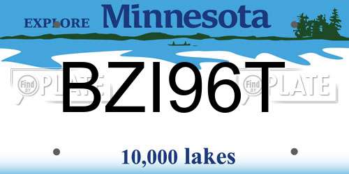 BZI96T Minnesota License Plate