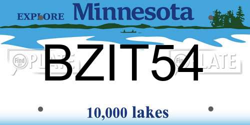 BZIT54 Minnesota License Plate