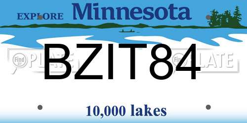 BZIT84 Minnesota License Plate