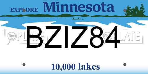 BZIZ84 Minnesota License Plate