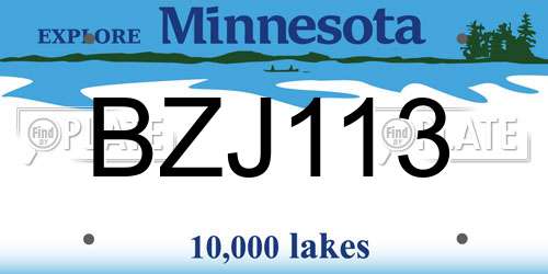 BZJ113 Minnesota License Plate