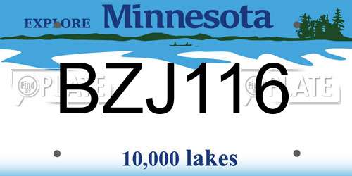 BZJ116 Minnesota License Plate