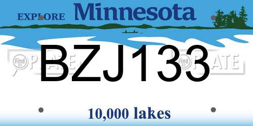 BZJ133 Minnesota License Plate