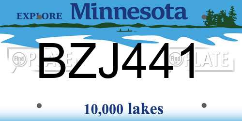 BZJ441 Minnesota License Plate