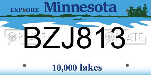 BZJ813 Minnesota License Plate