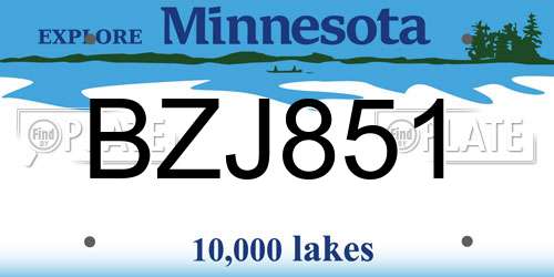 BZJ851 Minnesota License Plate
