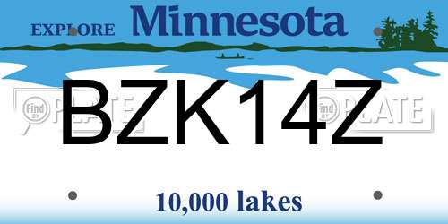 BZK14Z Minnesota License Plate