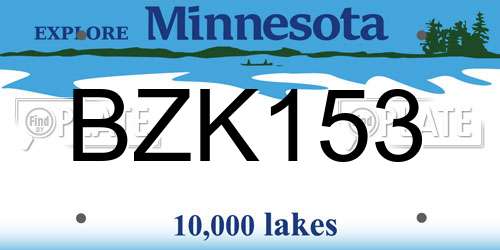 BZK153 Minnesota License Plate